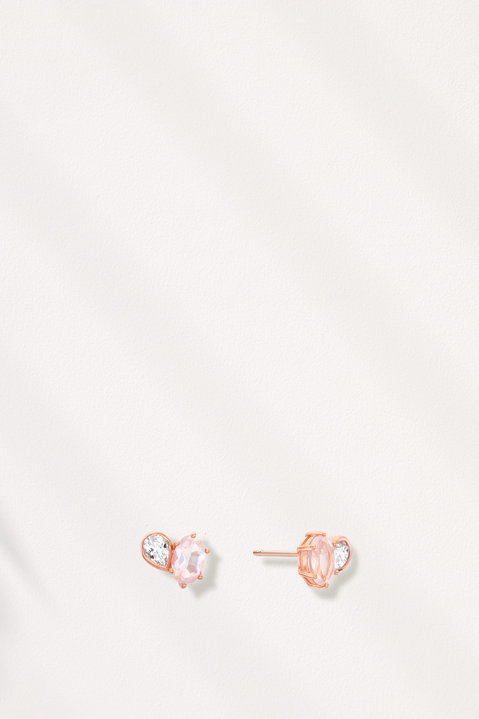 PS153 Rose Quartz &amp; CZ Silver Earrings