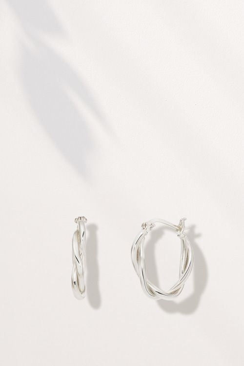 ES054 Twisted Line Hoop Silver Earrings